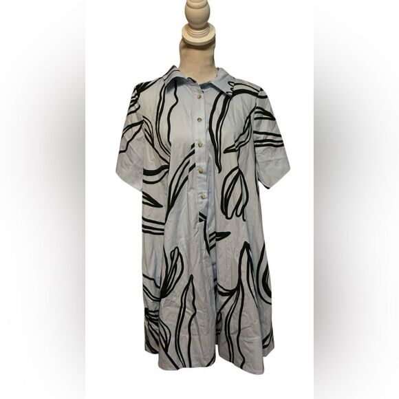 By Anthropologie Short-Sleeve Swing Tunic Mini Dress - Picture 2 of 6